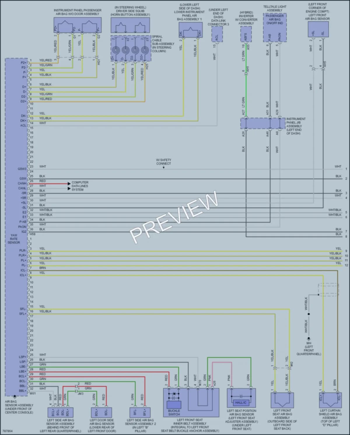 2022 Toyota HighlanderHybrid Supplemental Restraints wiring diagram preview