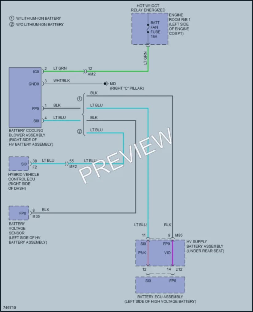 2022 Toyota Prius Cooling Fan wiring diagram preview
