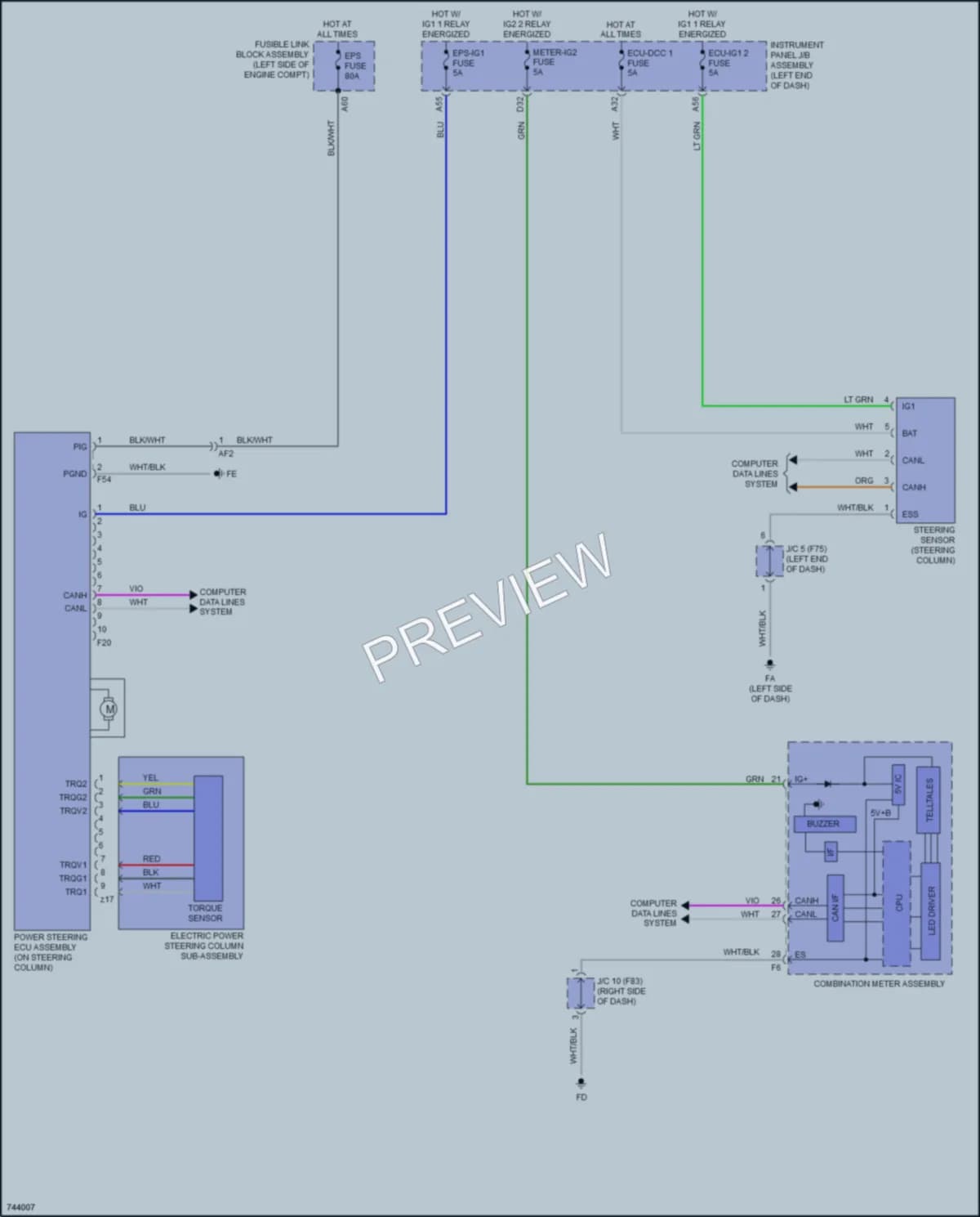 2022 Toyota Prius Electronic Power Steering wiring diagram preview