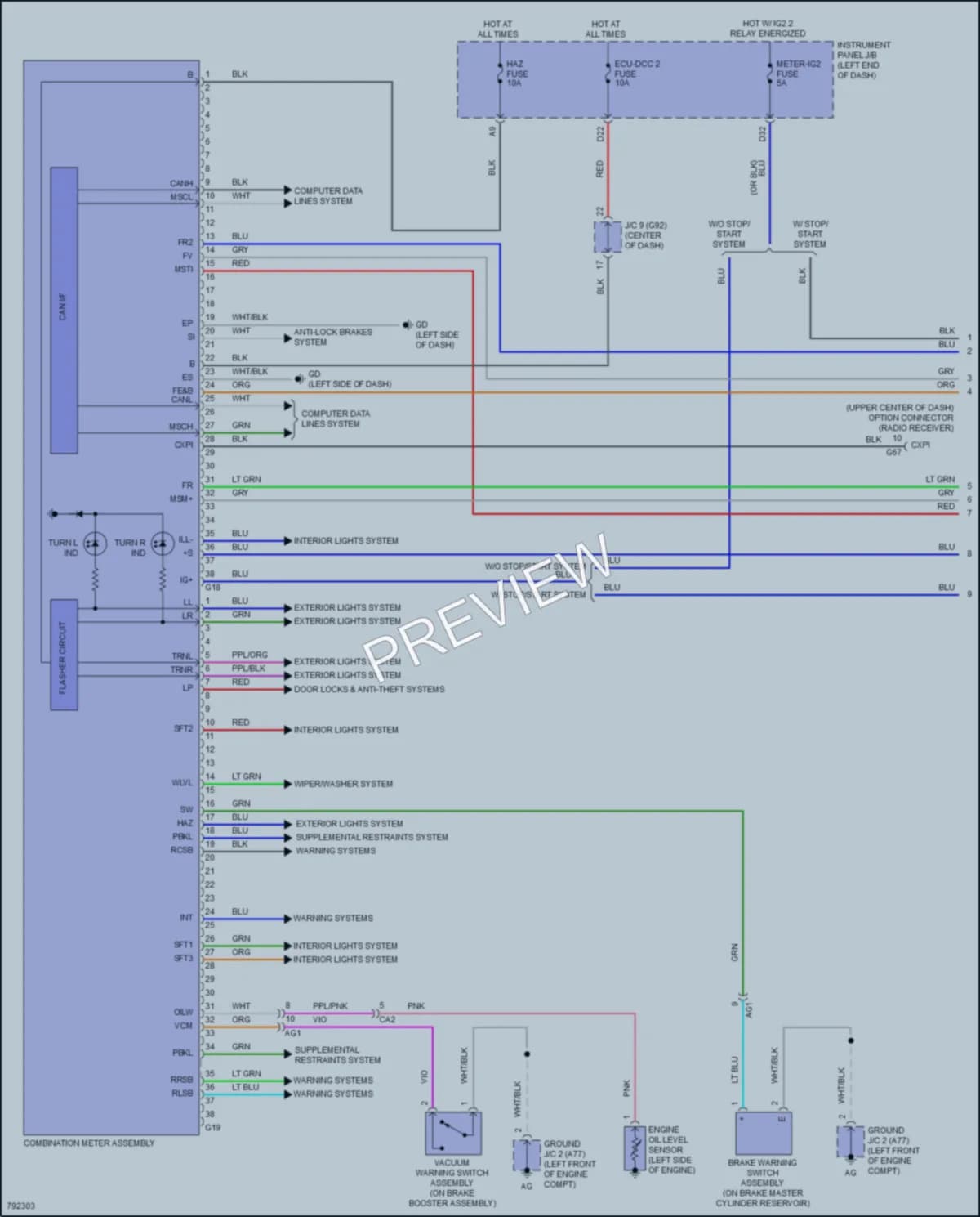 2022 Toyota RAV4 Instrument Cluster wiring diagram preview