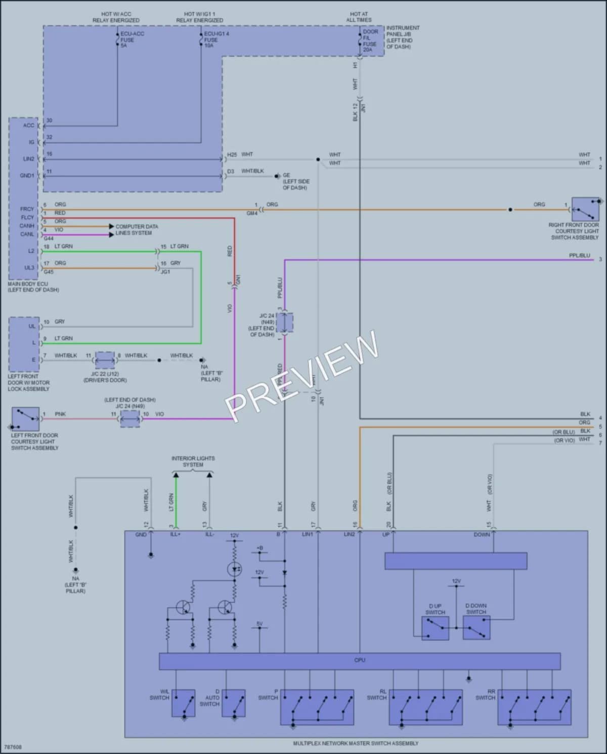 2022 Toyota RAV4Hybrid Power Windows wiring diagram preview