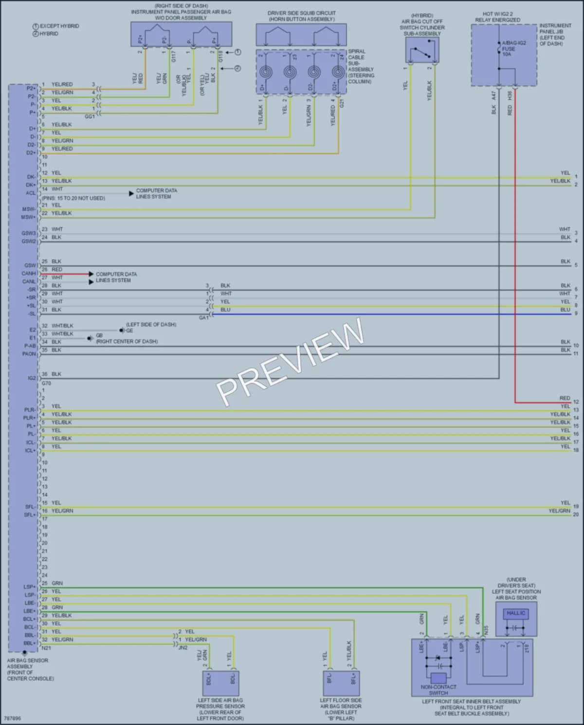 2022 Toyota RAV4Hybrid Supplemental Restraints wiring diagram preview