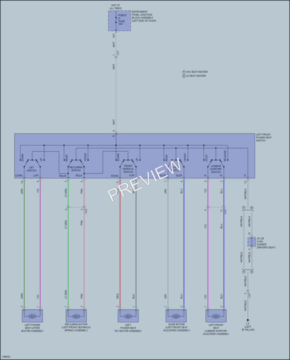 2022 Toyota VenzaHybrid Power Seats wiring diagram preview