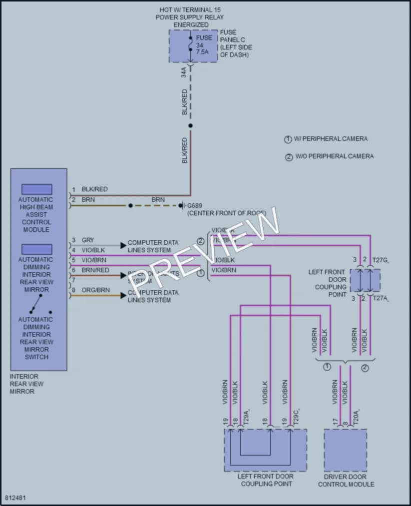 2022 Volkswagen Arteon Power Mirrors wiring diagram preview