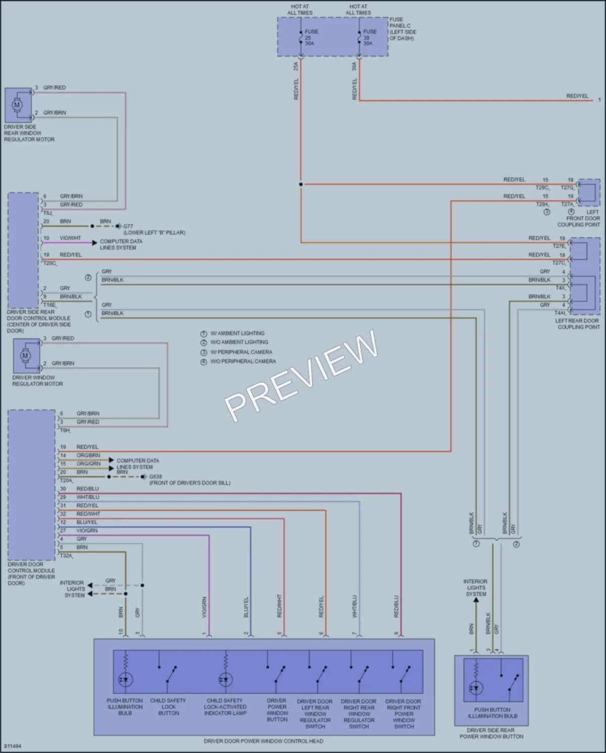 2022 Volkswagen Arteon Power Windows wiring diagram preview