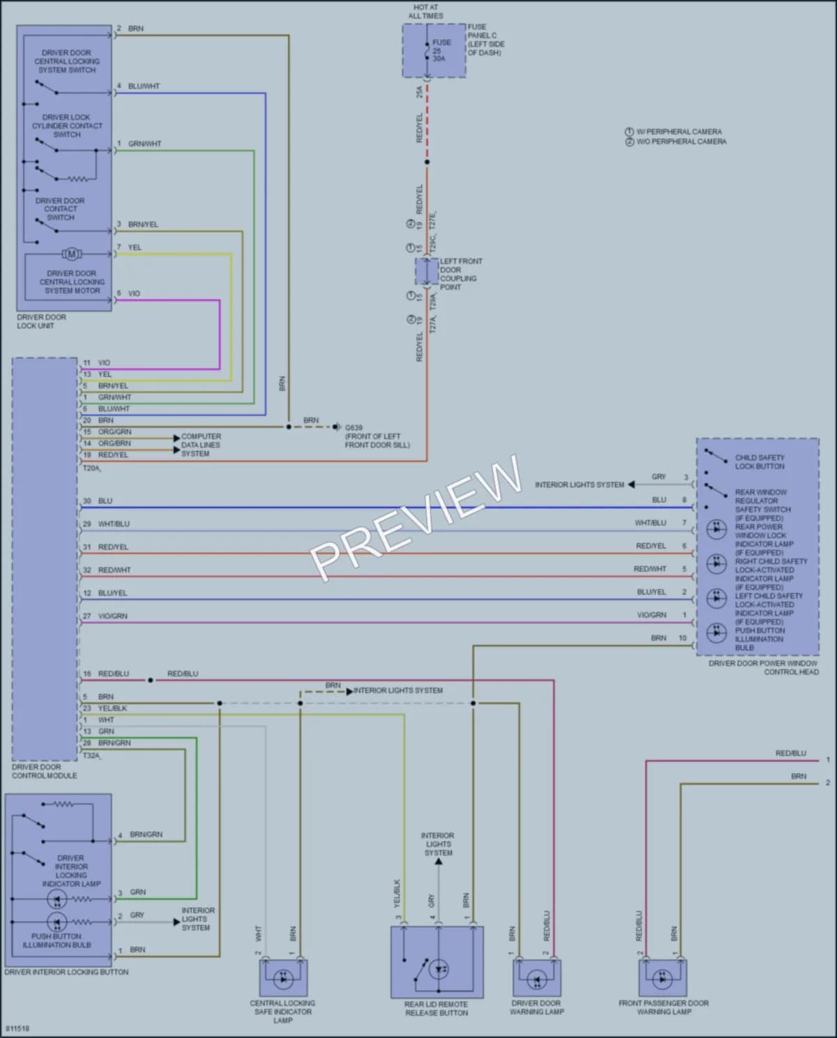 2022 Volkswagen AtlasCrossSport Power Door Locks wiring diagram preview
