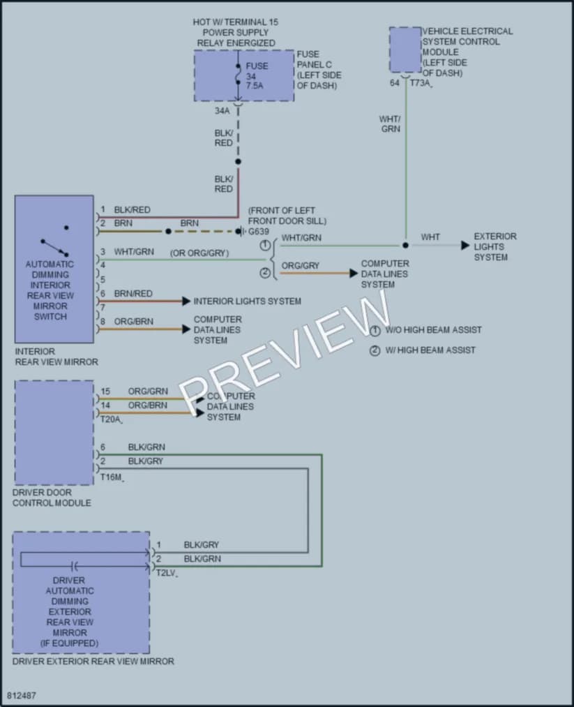 2022 Volkswagen AtlasCrossSport Power Mirrors wiring diagram preview