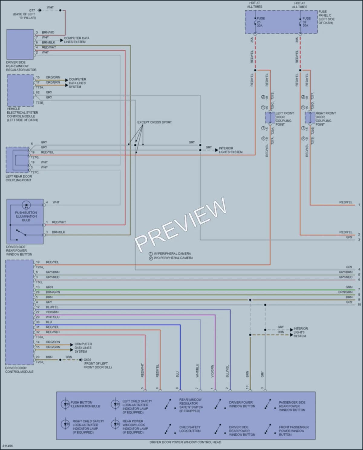 2022 Volkswagen AtlasCrossSport Power Windows wiring diagram preview