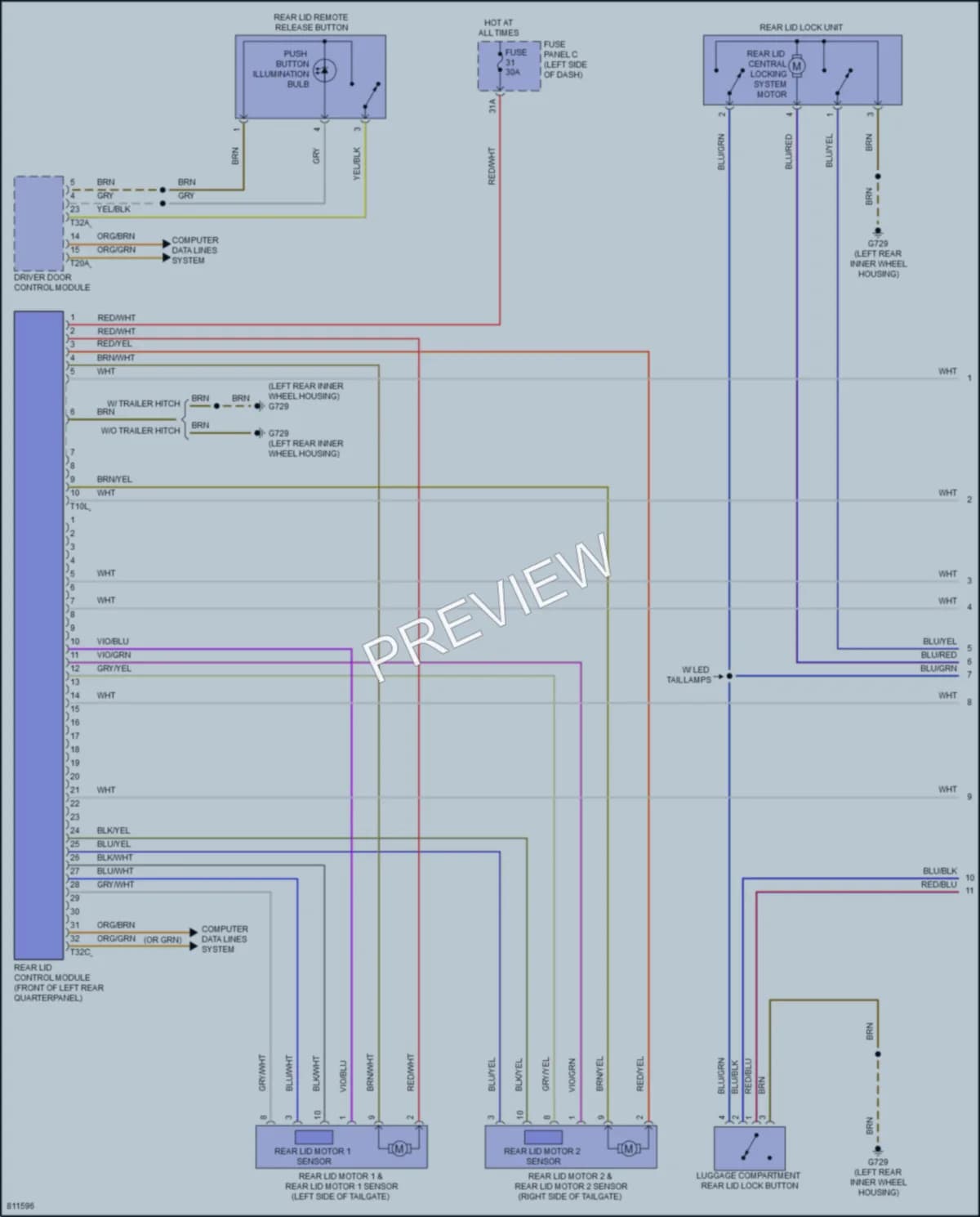 2022 Volkswagen AtlasCrossSport Trunk Tailgate Fuel Door wiring diagram preview