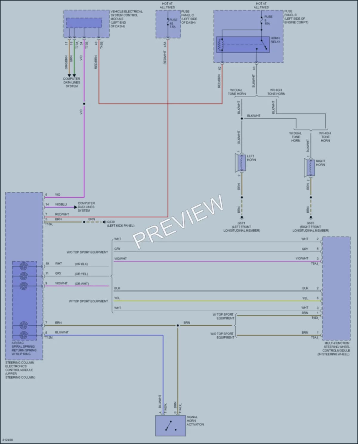 2022 Volkswagen GolfR Horn wiring diagram preview