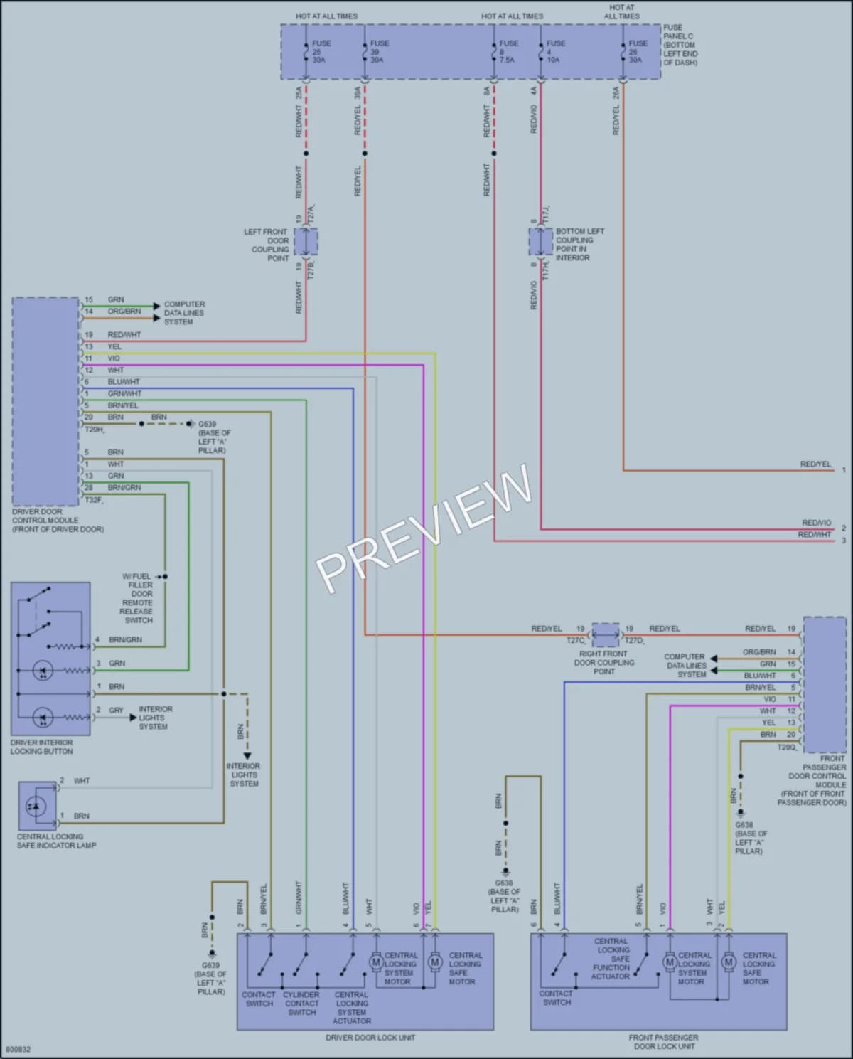 2022 Volkswagen Jetta Power Door Locks wiring diagram preview
