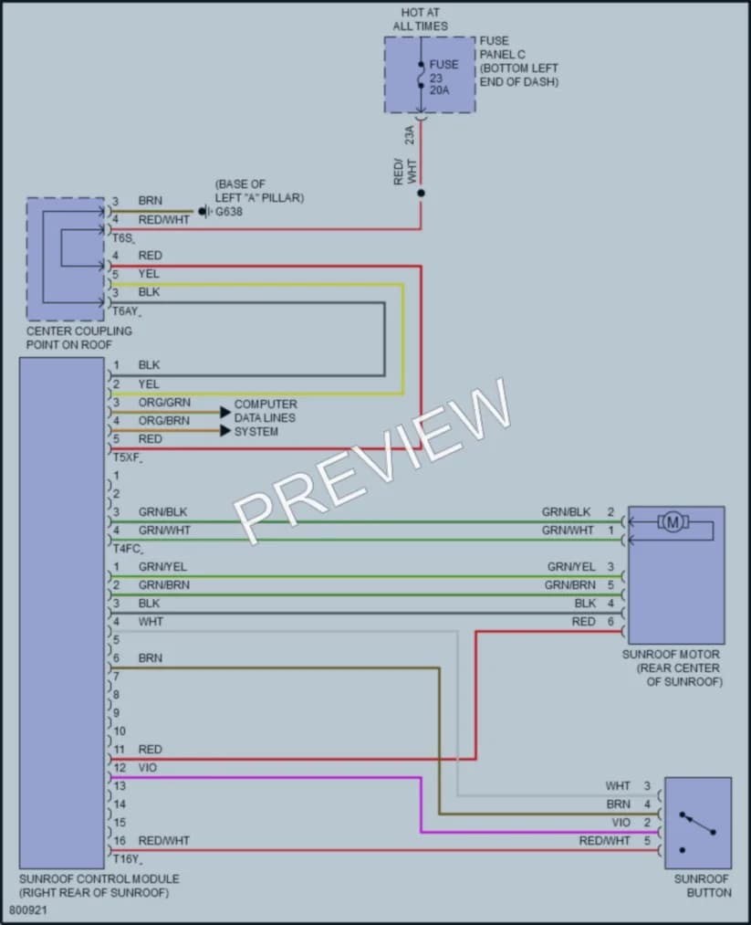 2022 Volkswagen Jetta Power Top Sunroof wiring diagram preview