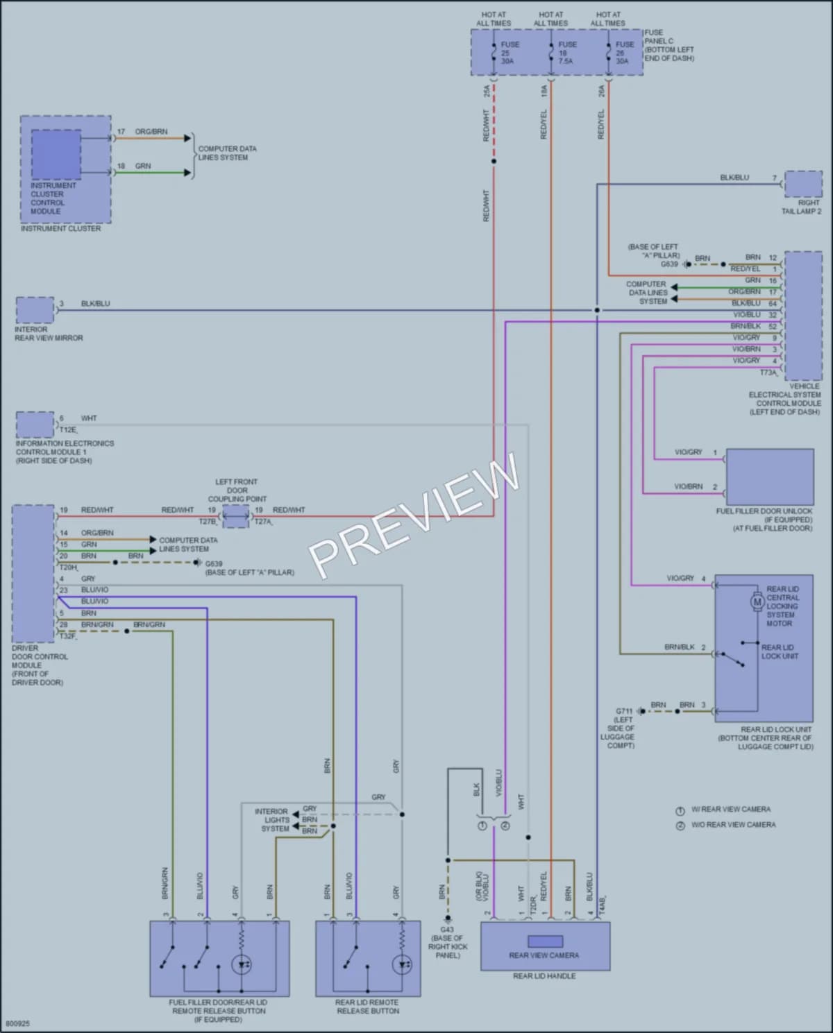 2022 Volkswagen JettaGLI Trunk Tailgate Fuel Door wiring diagram preview