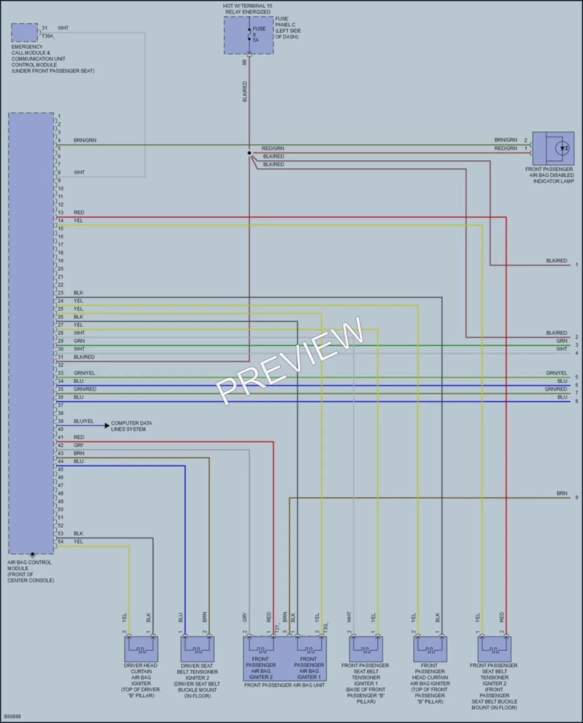 2022 Volkswagen Passat Supplemental Restraints wiring diagram preview