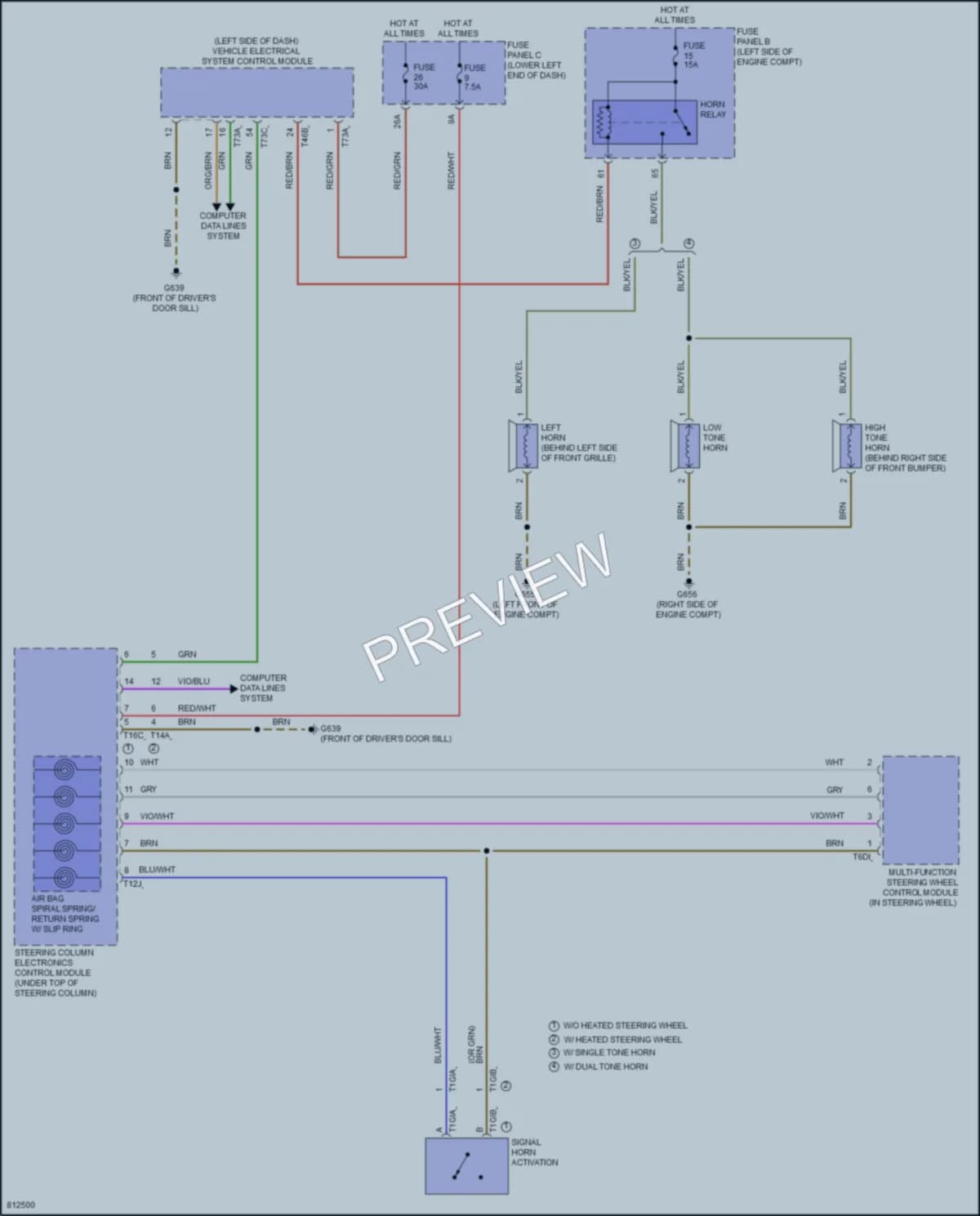 2022 Volkswagen Taos Horn wiring diagram preview