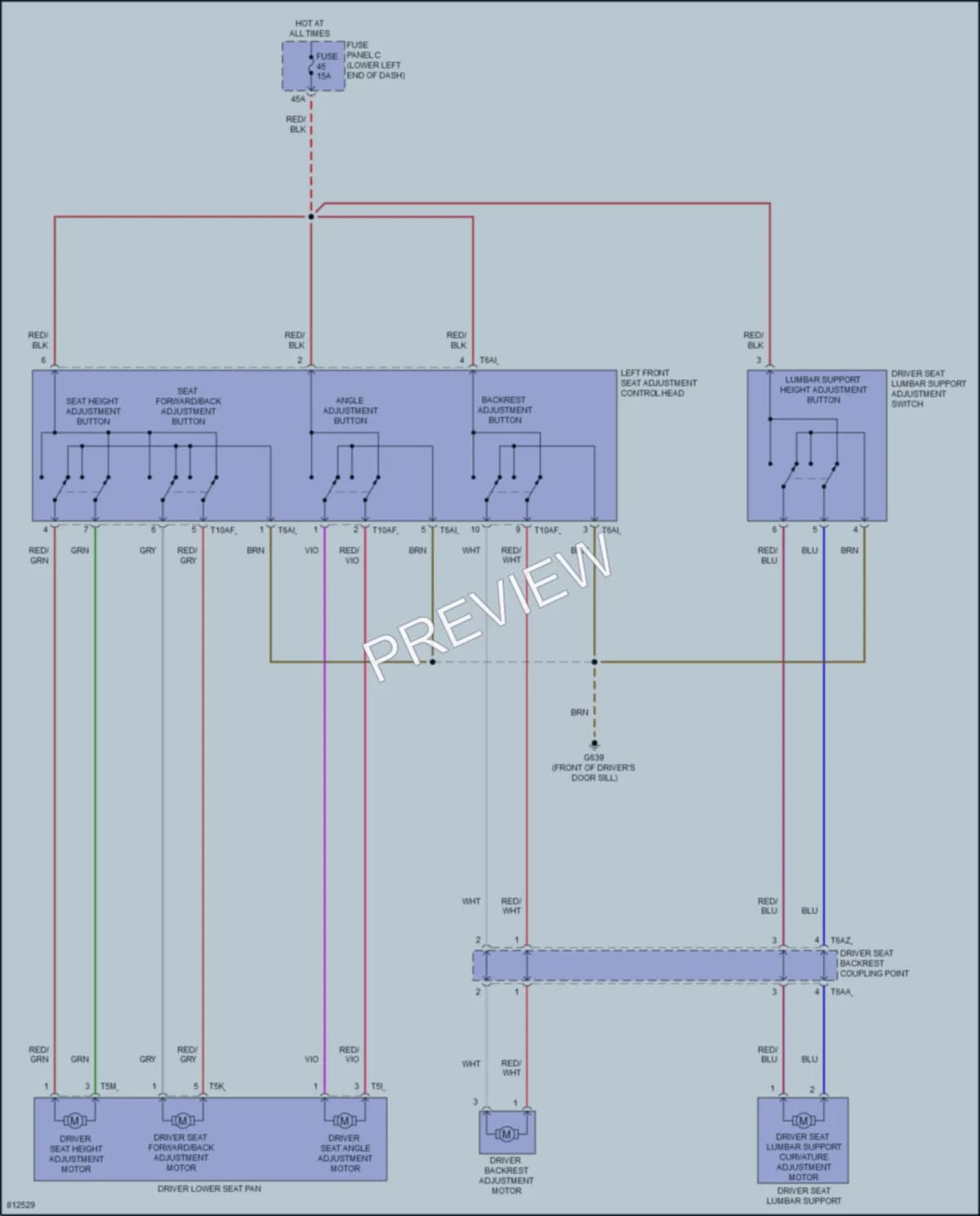 2022 Volkswagen Taos Power Seats wiring diagram preview