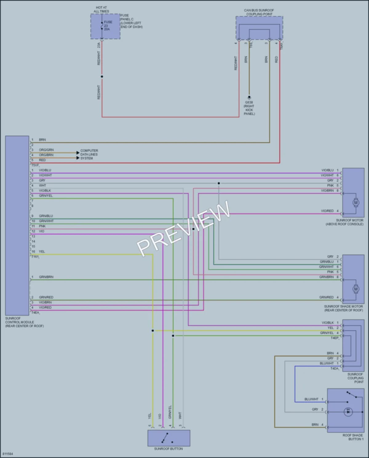 2022 Volkswagen Taos Power Top Sunroof wiring diagram preview