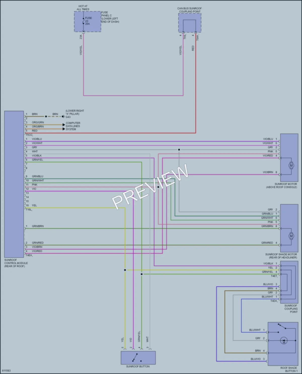 2022 Volkswagen Tiguan Power Top Sunroof wiring diagram preview