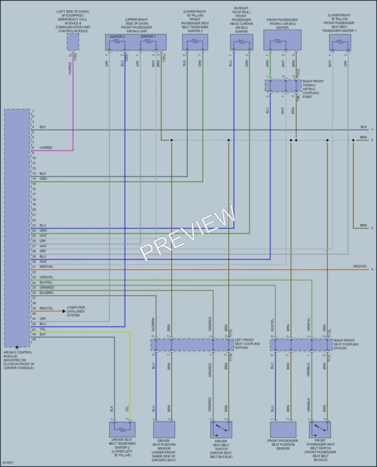 2022 Volkswagen Tiguan Supplemental Restraints wiring diagram preview