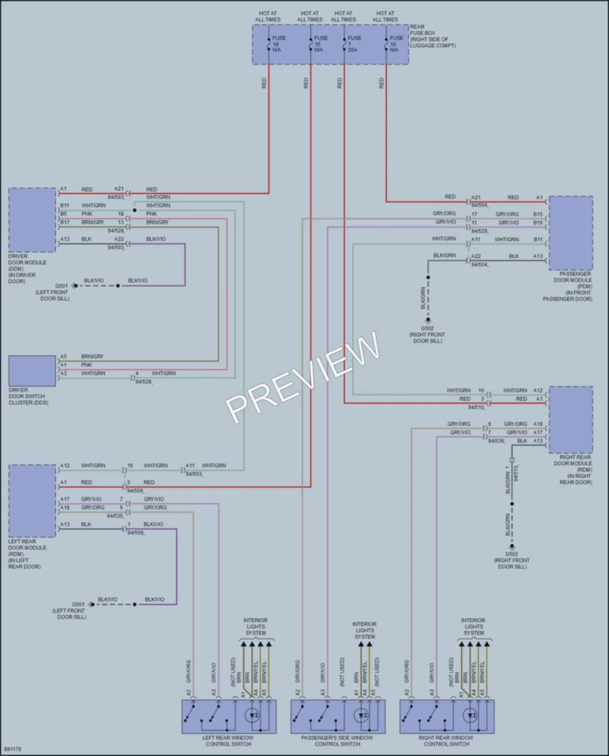 2022 Volvo S60PlugIn Power Windows wiring diagram preview