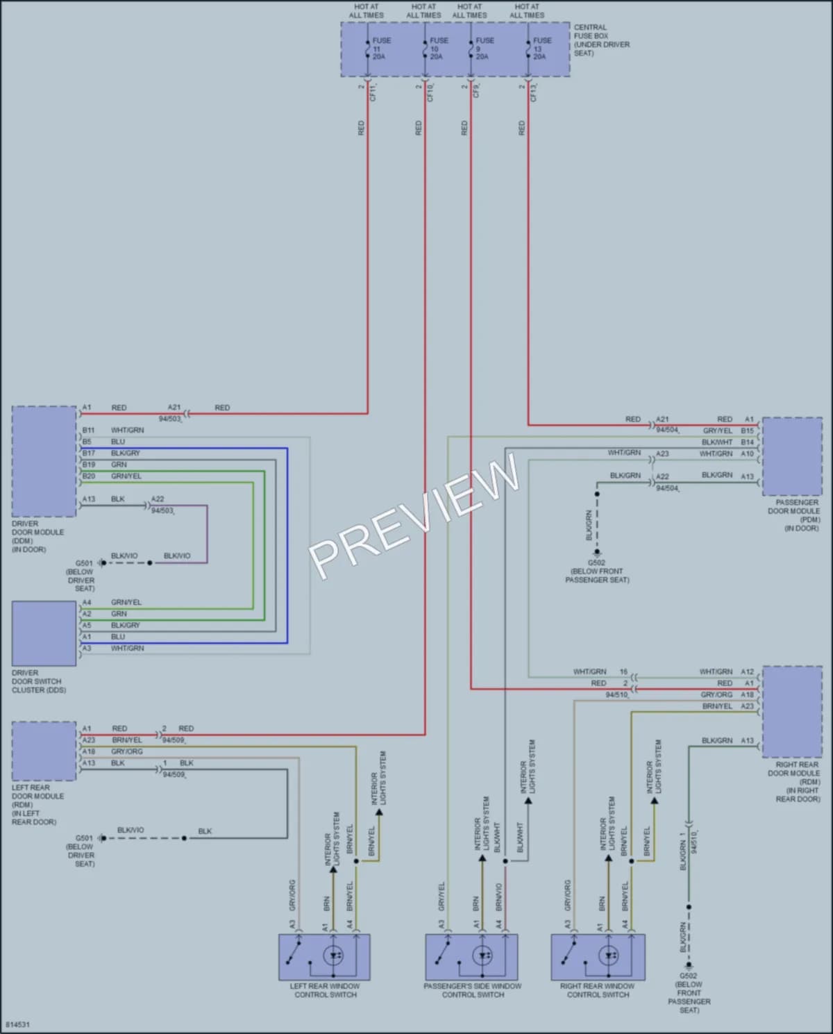 2022 Volvo XC40 Power Windows wiring diagram preview