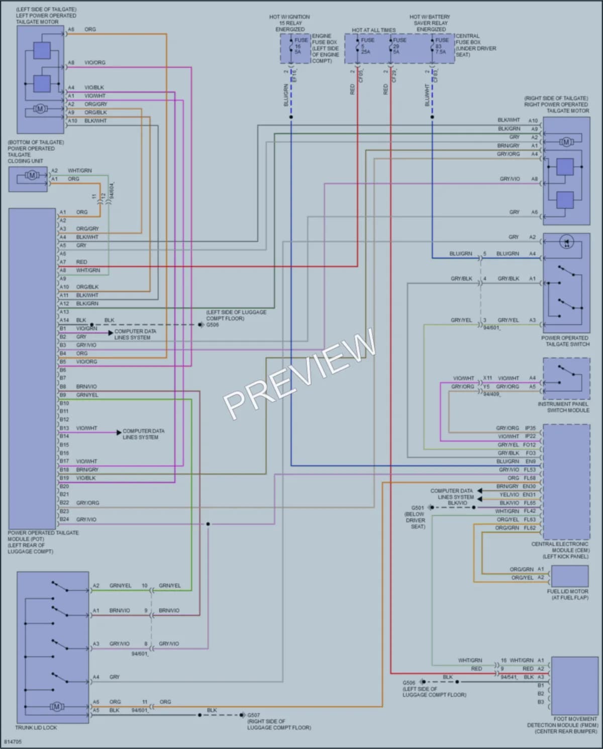 2022 Volvo XC40 Trunk Tailgate Fuel Door wiring diagram preview