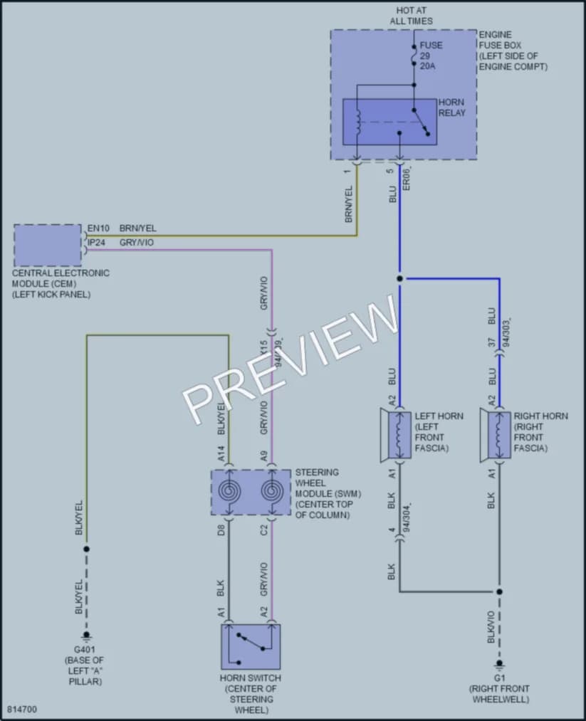 2022 Volvo XC40Electric Horn wiring diagram preview