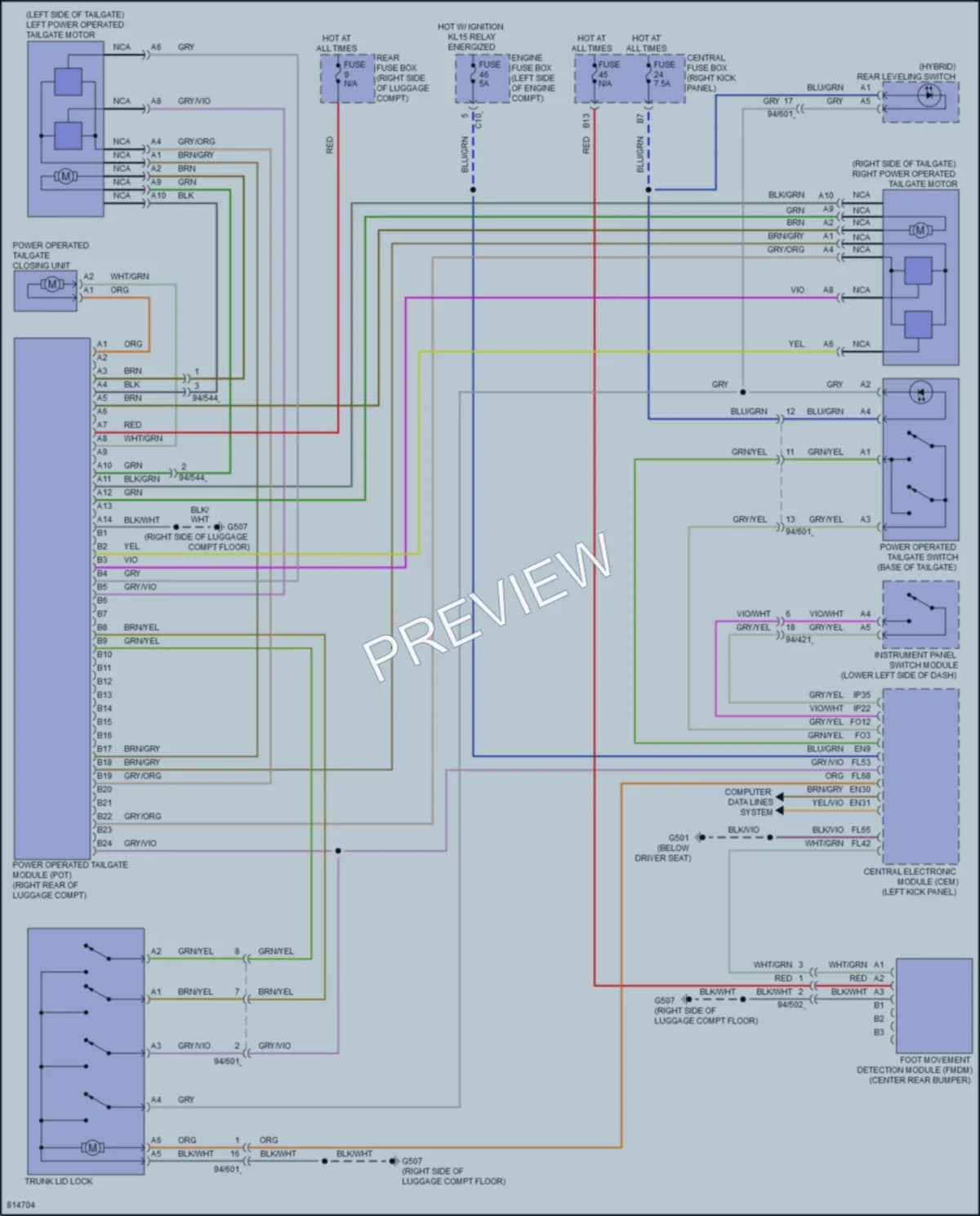 2022 Volvo XC90 Trunk Tailgate Fuel Door wiring diagram preview