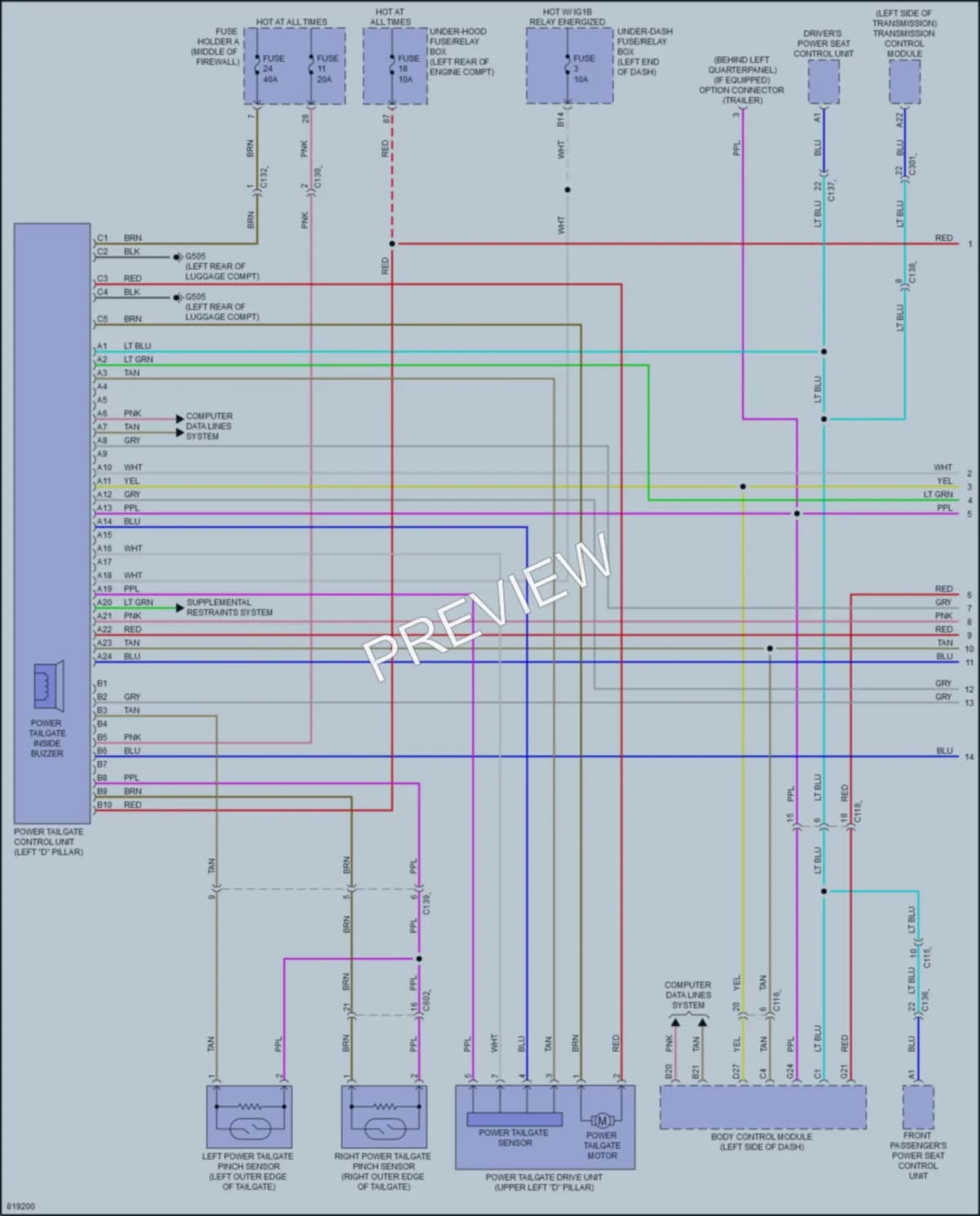 2023 Acura RDX Trunk Tailgate Fuel Door wiring diagram preview