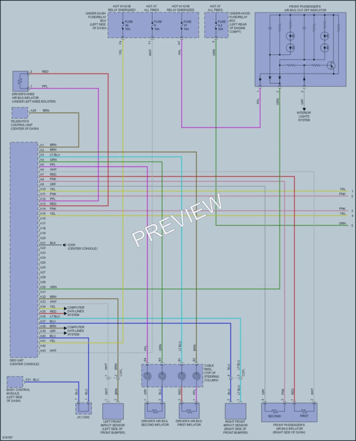 2023 Acura TLX Supplemental Restraints wiring diagram preview