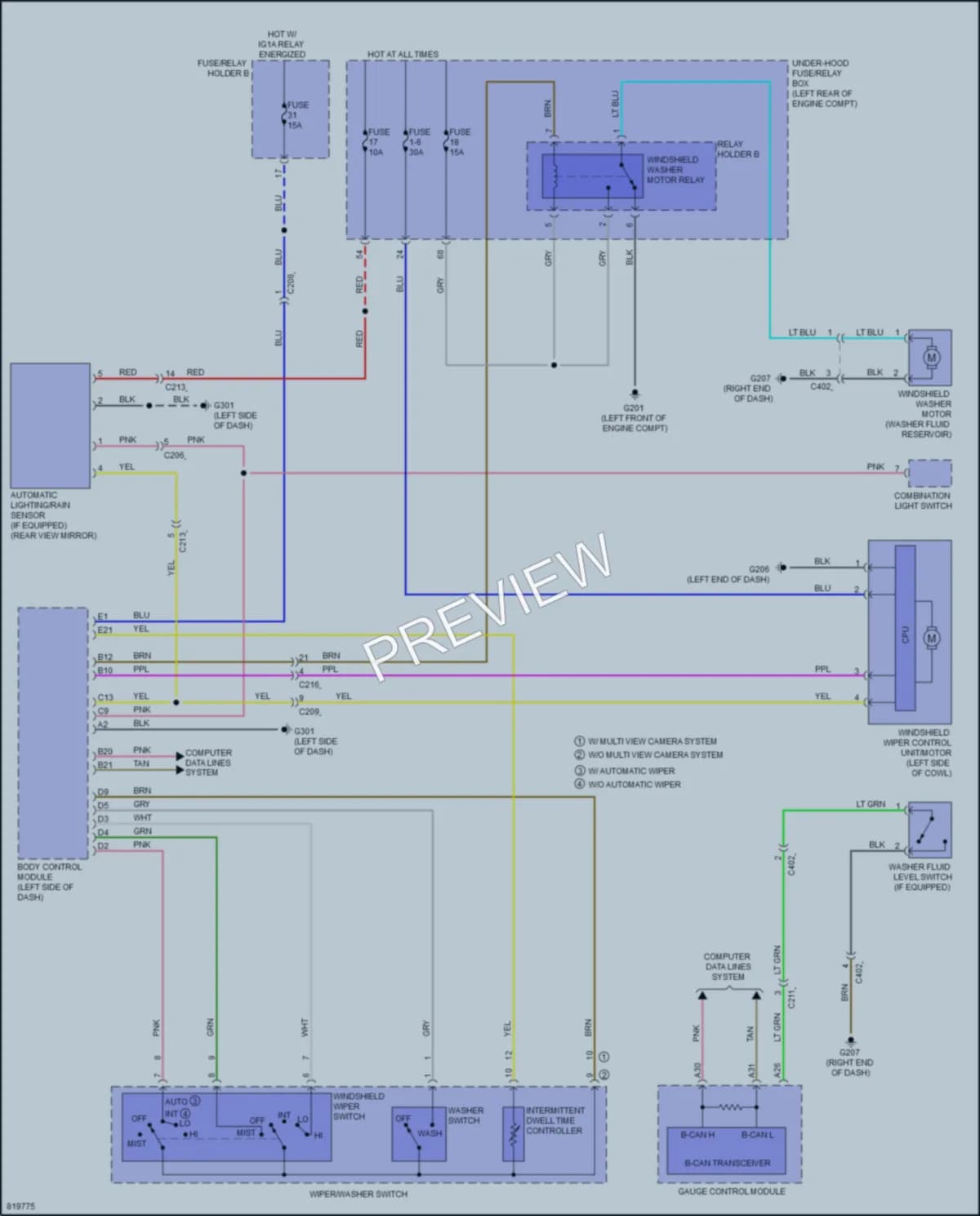 2023 Acura TLX Wiper Washer wiring diagram preview