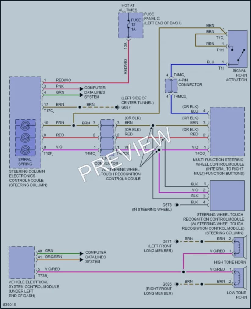 2023 Audi A4 Horn wiring diagram preview