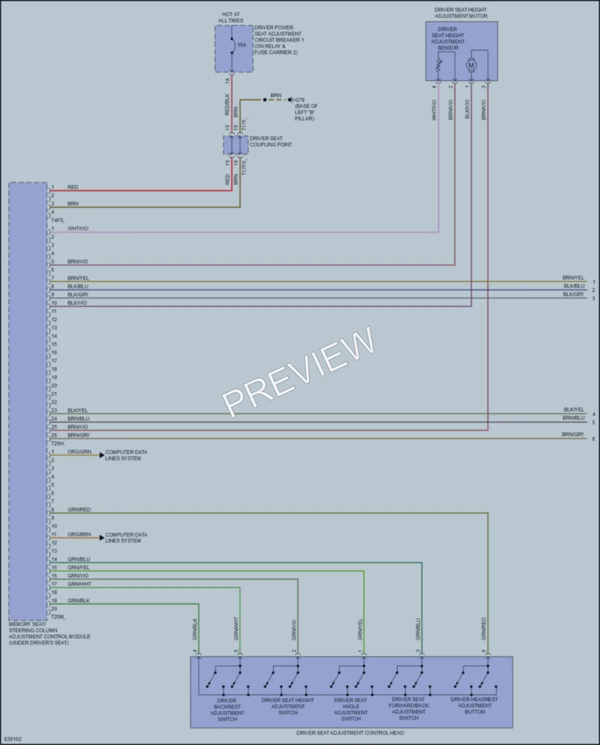 2023 Audi A8L Memory Systems wiring diagram preview