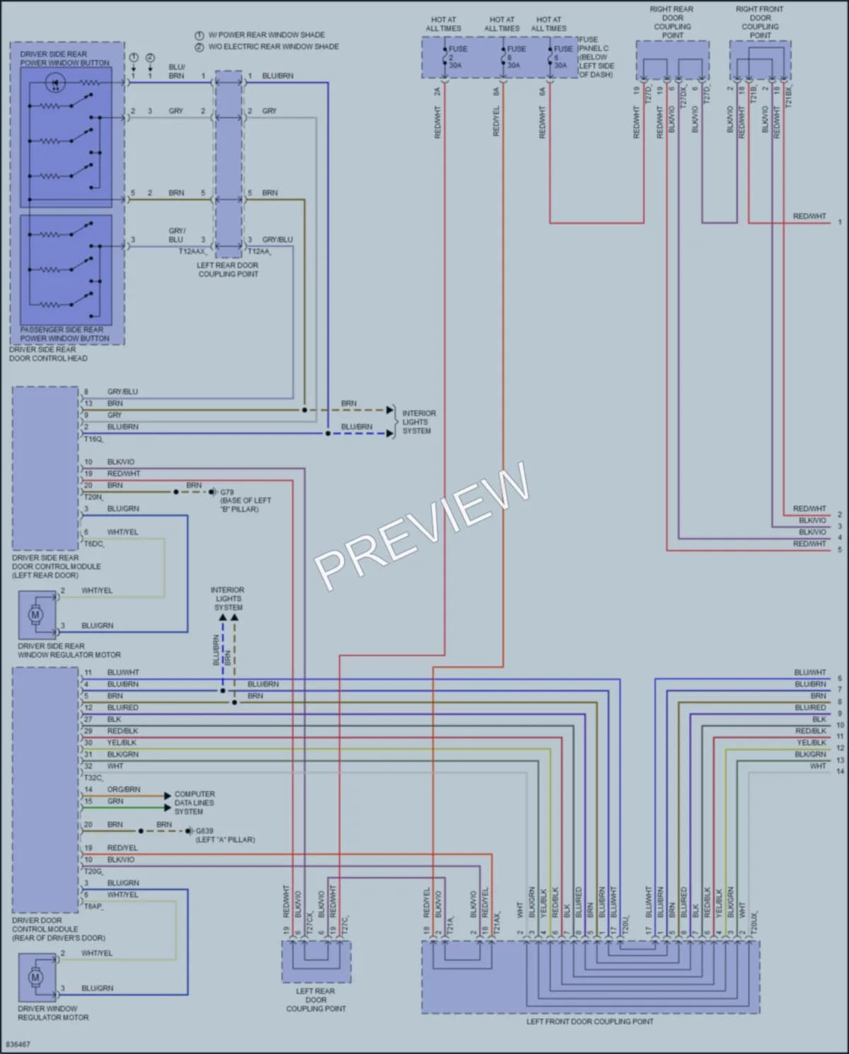 2023 Audi A8L Power Windows wiring diagram preview