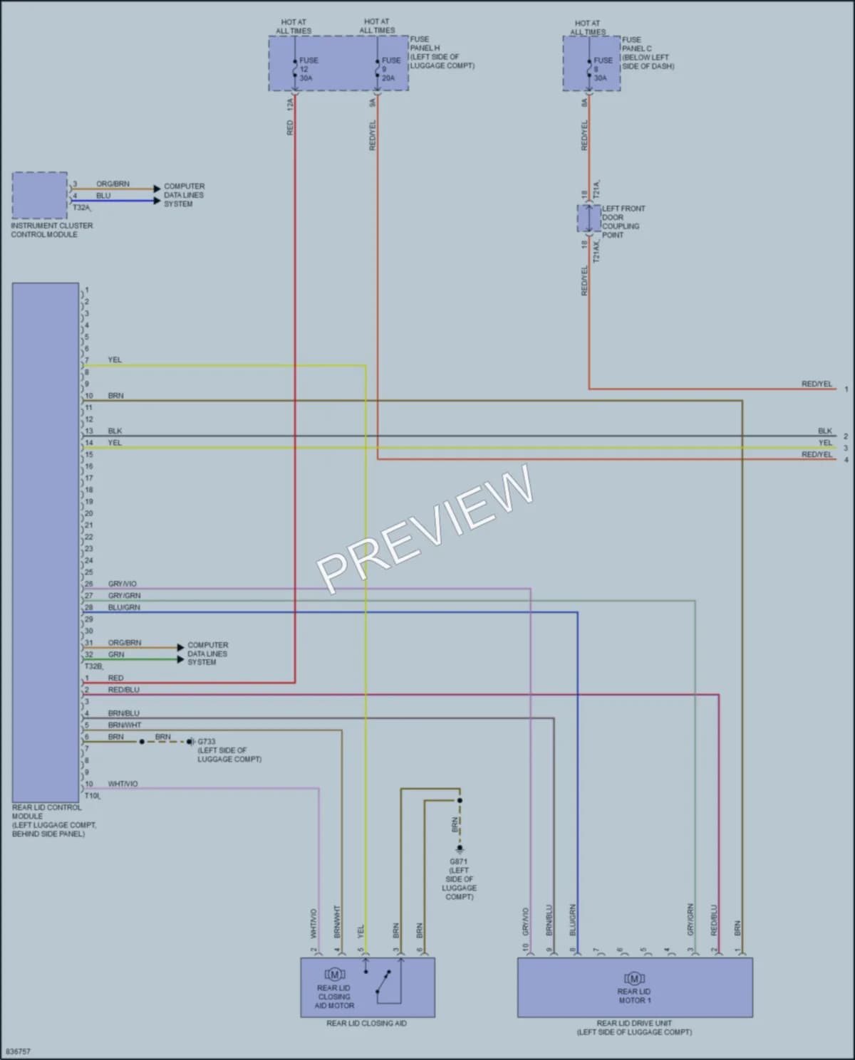 2023 Audi A8L Trunk Tailgate Fuel Door wiring diagram preview