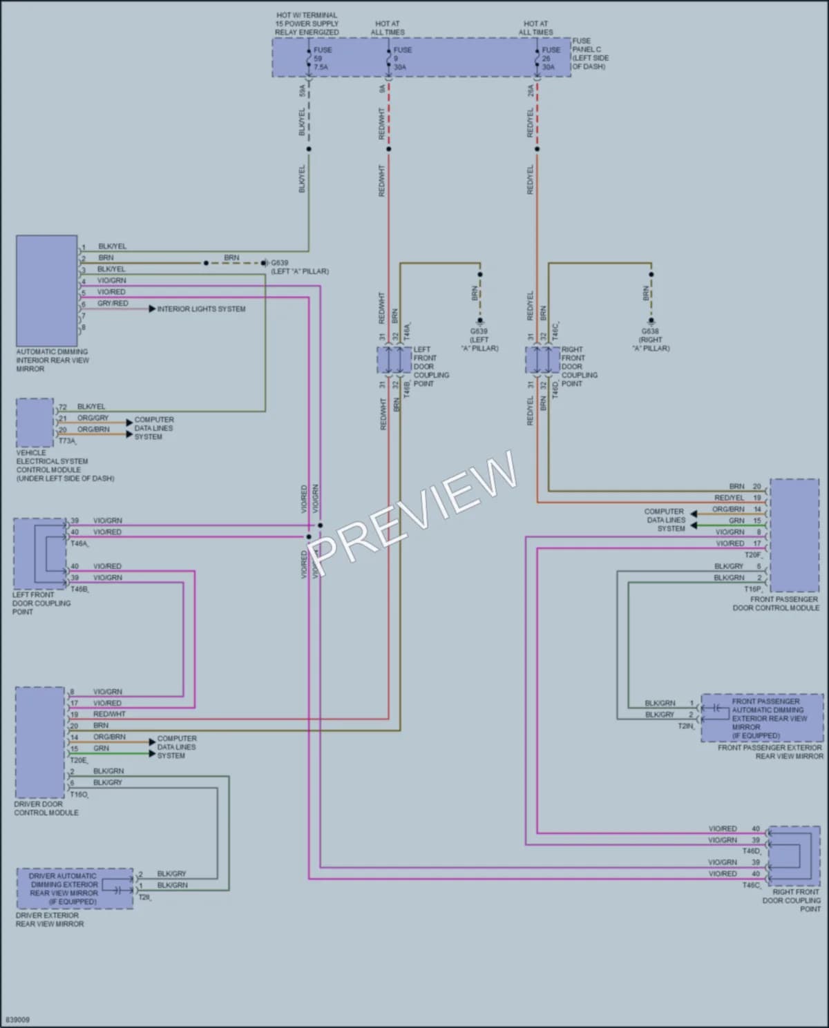 2023 Audi Q4etron Power Mirrors wiring diagram preview