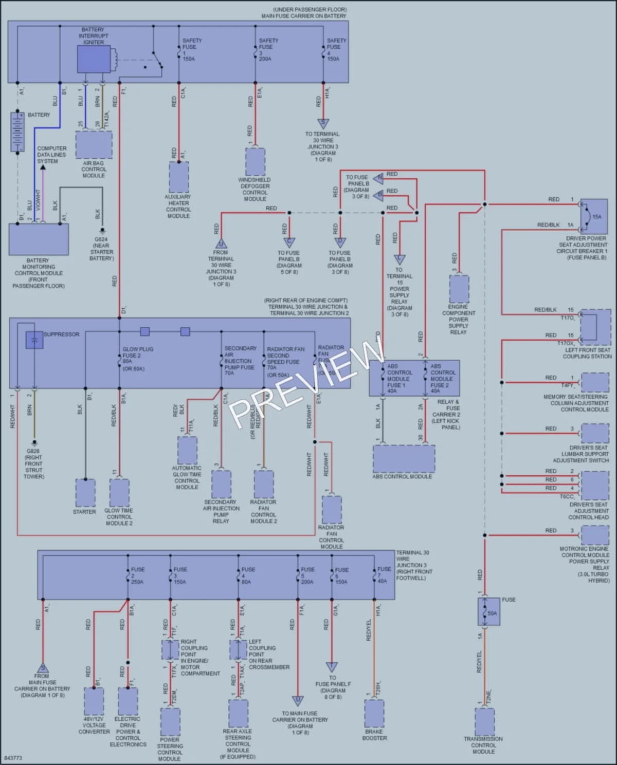 2023 Audi Q7 Power Distribution wiring diagram preview