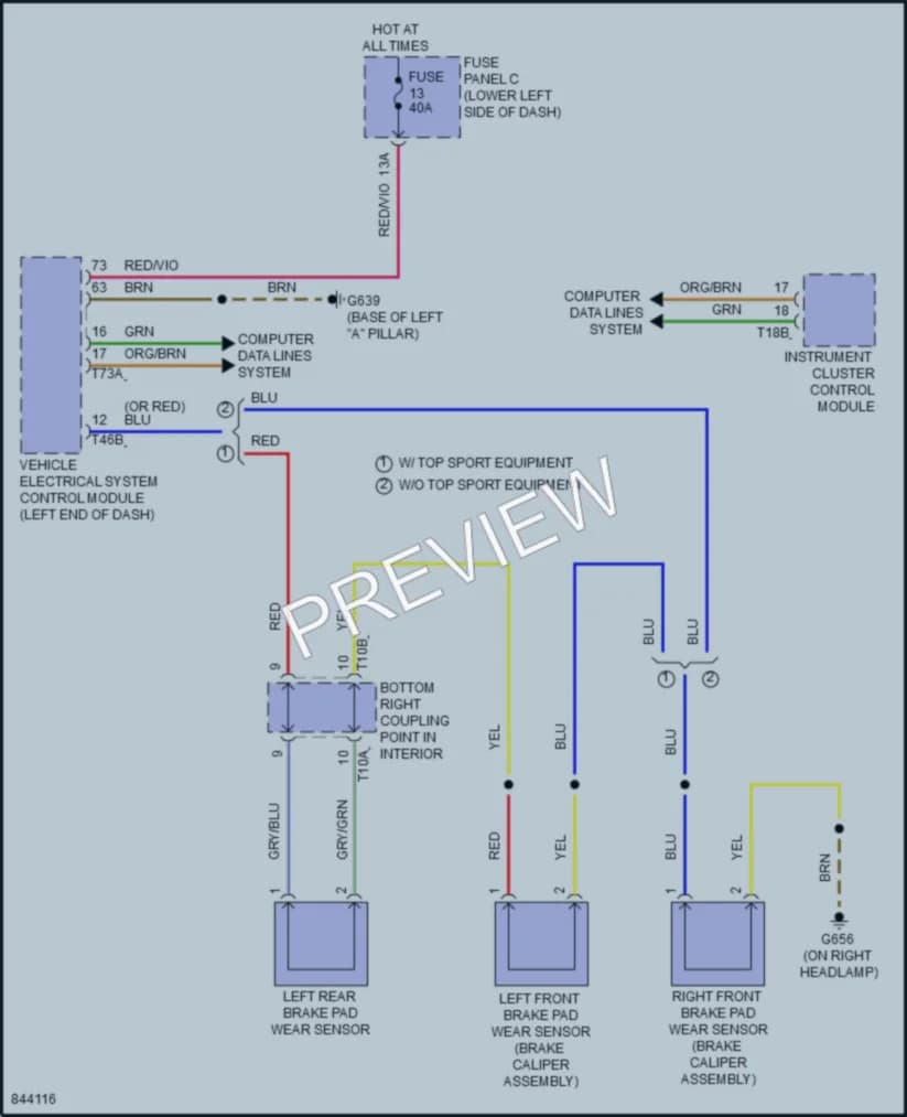 2023 Audi RS3 Warning Systems wiring diagram preview