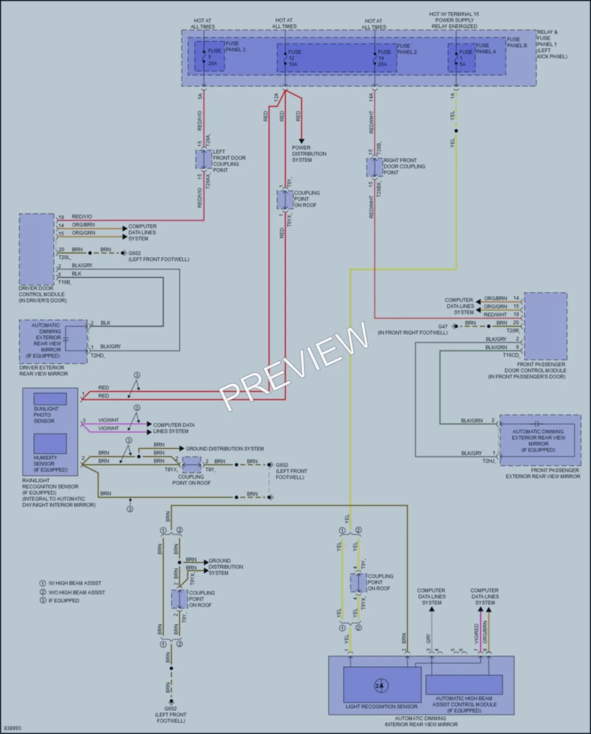 2023 Audi RS5 Power Mirrors wiring diagram preview