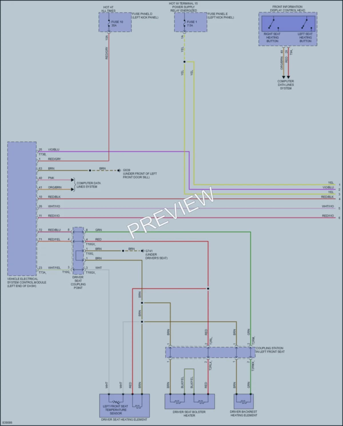 2023 Audi S7 Power Seats wiring diagram preview