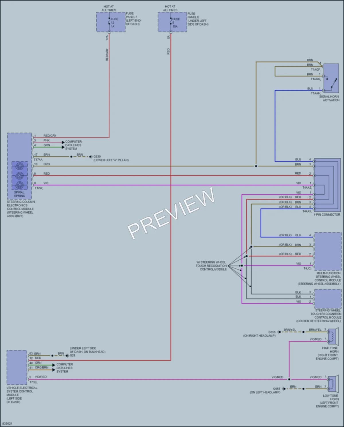 2023 Audi SQ8 Horn wiring diagram preview