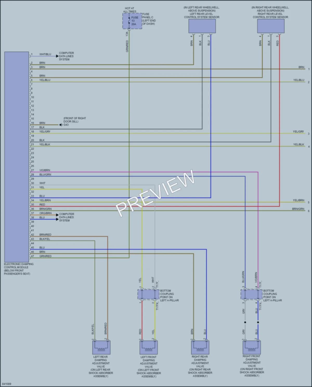 2023 Audi TT Electronic Suspension wiring diagram preview