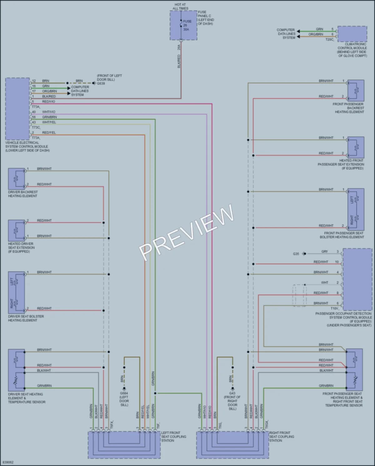 2023 Audi TT Power Seats wiring diagram preview