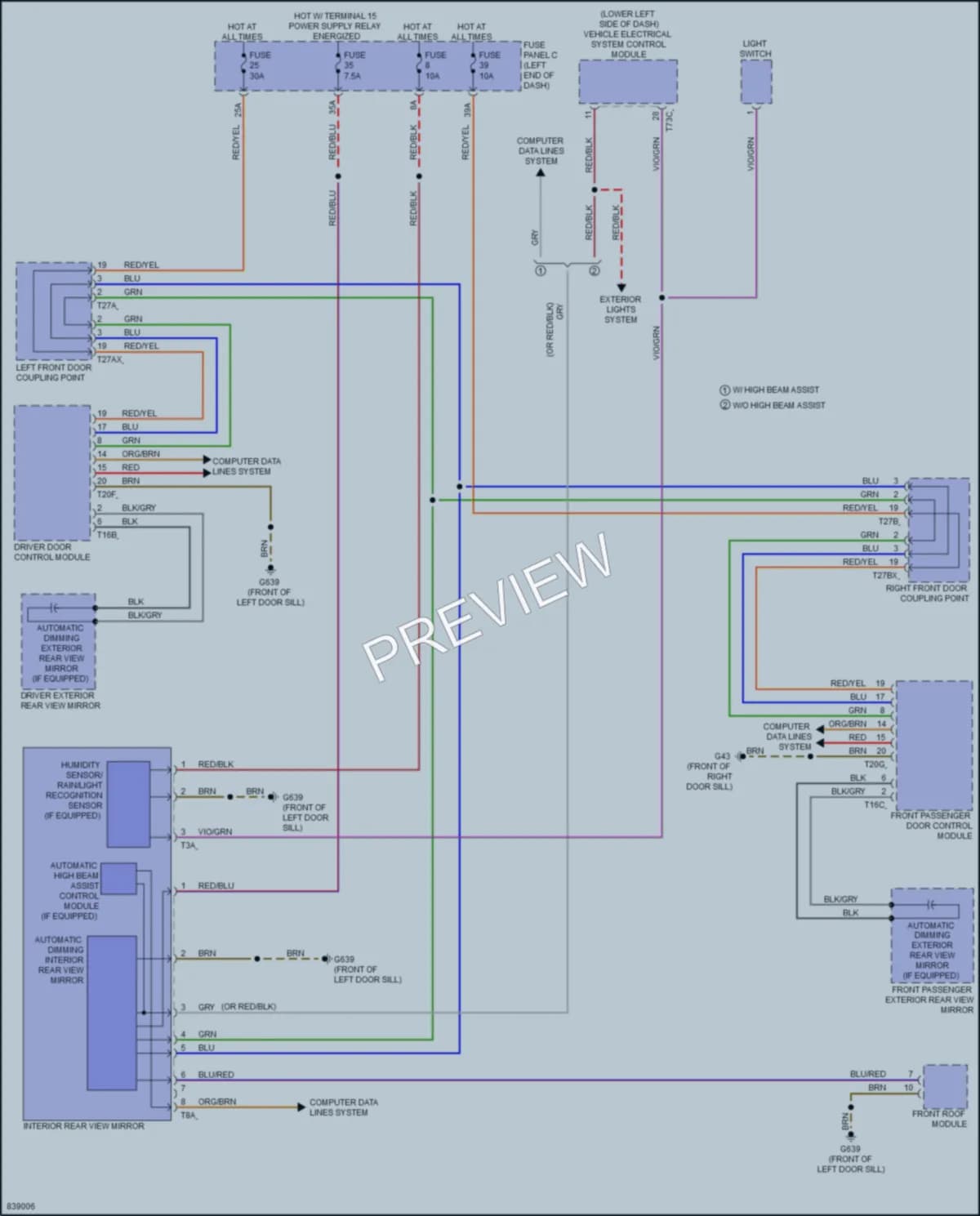 2023 Audi TTS Power Mirrors wiring diagram preview