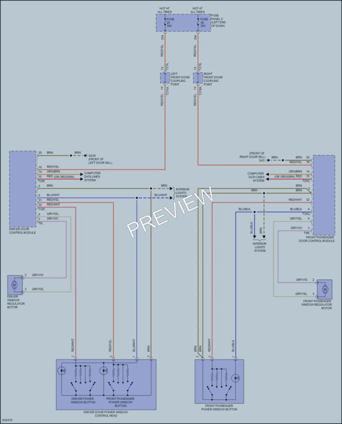 2023 Audi TTS Power Windows wiring diagram preview