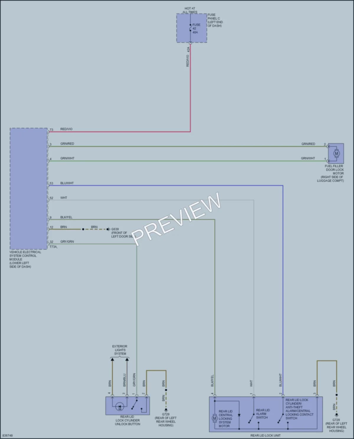 2023 Audi TTS Trunk Tailgate Fuel Door wiring diagram preview