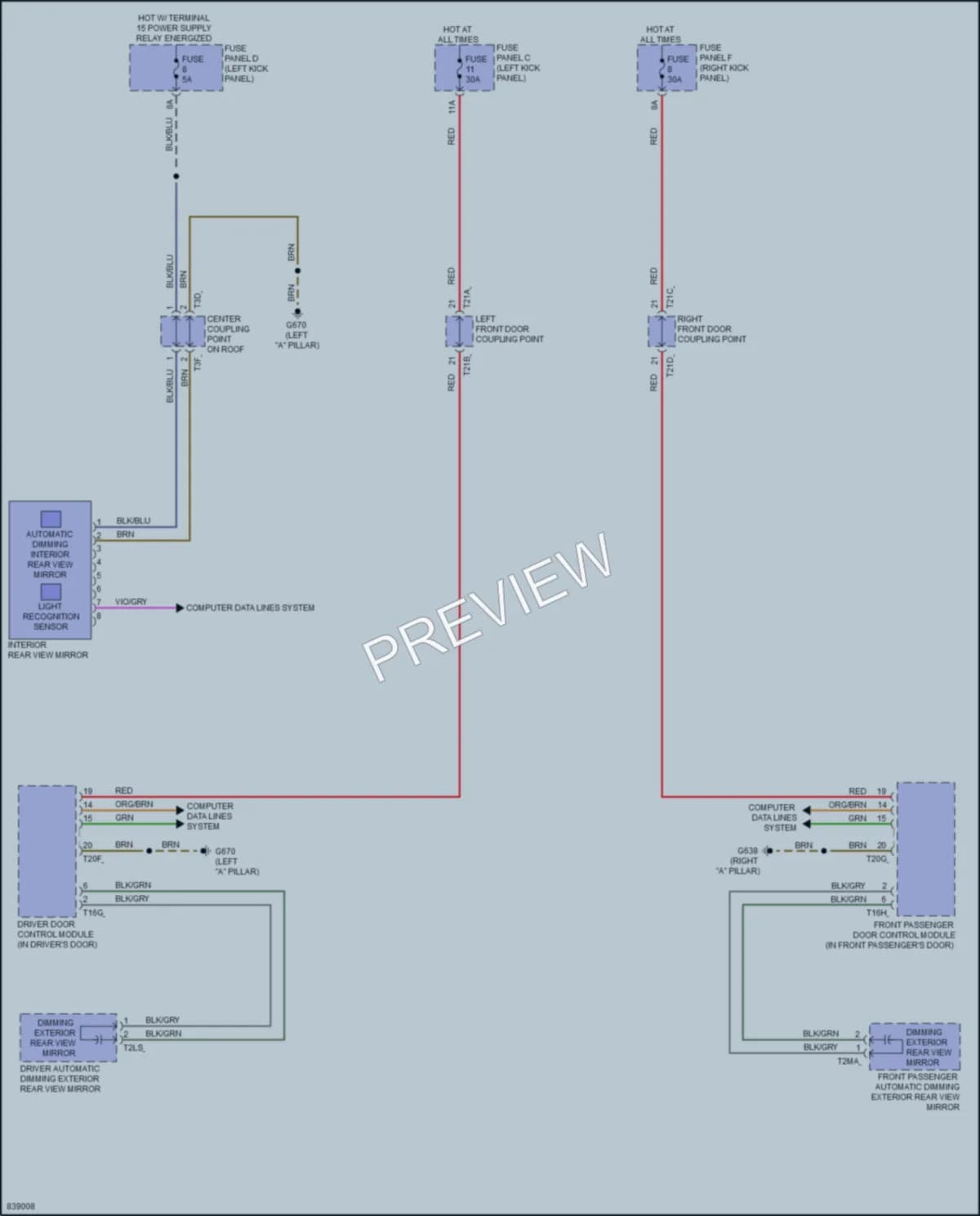2023 Audi etronGT Power Mirrors wiring diagram preview