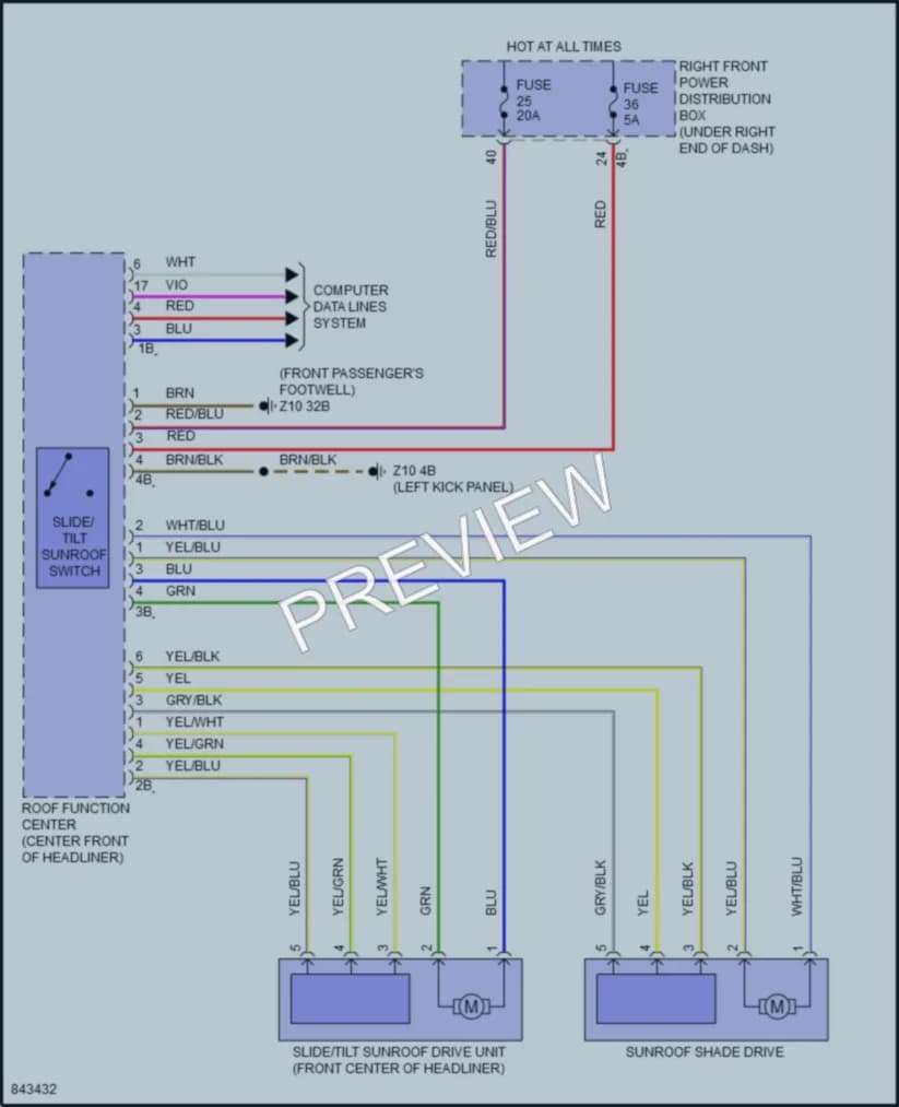 2023 BMW 230i Power Top Sunroof wiring diagram preview