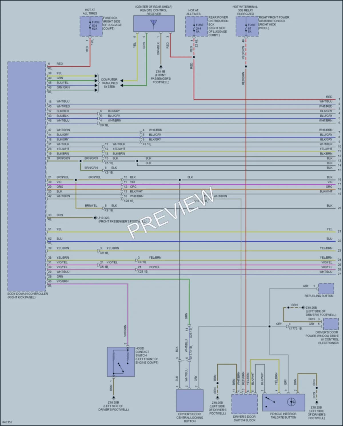 2023 BMW 330e Power Door Locks wiring diagram preview