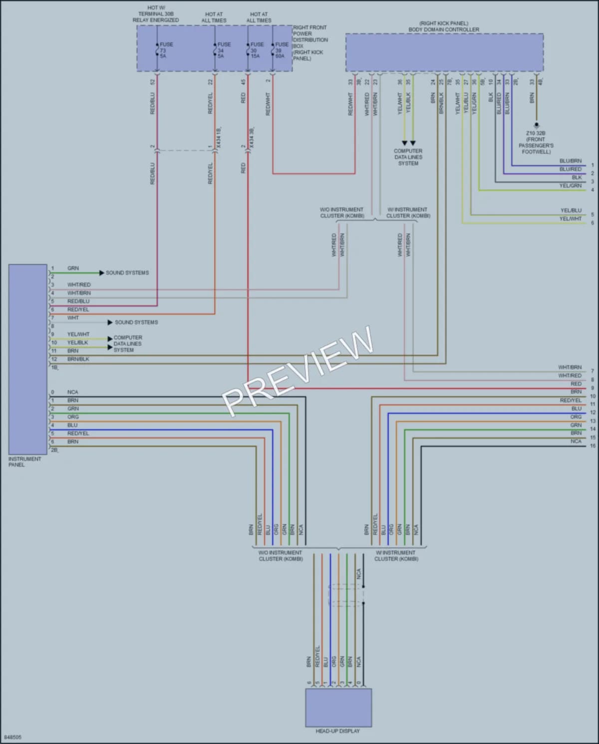 2023 BMW 330i Instrument Cluster wiring diagram preview